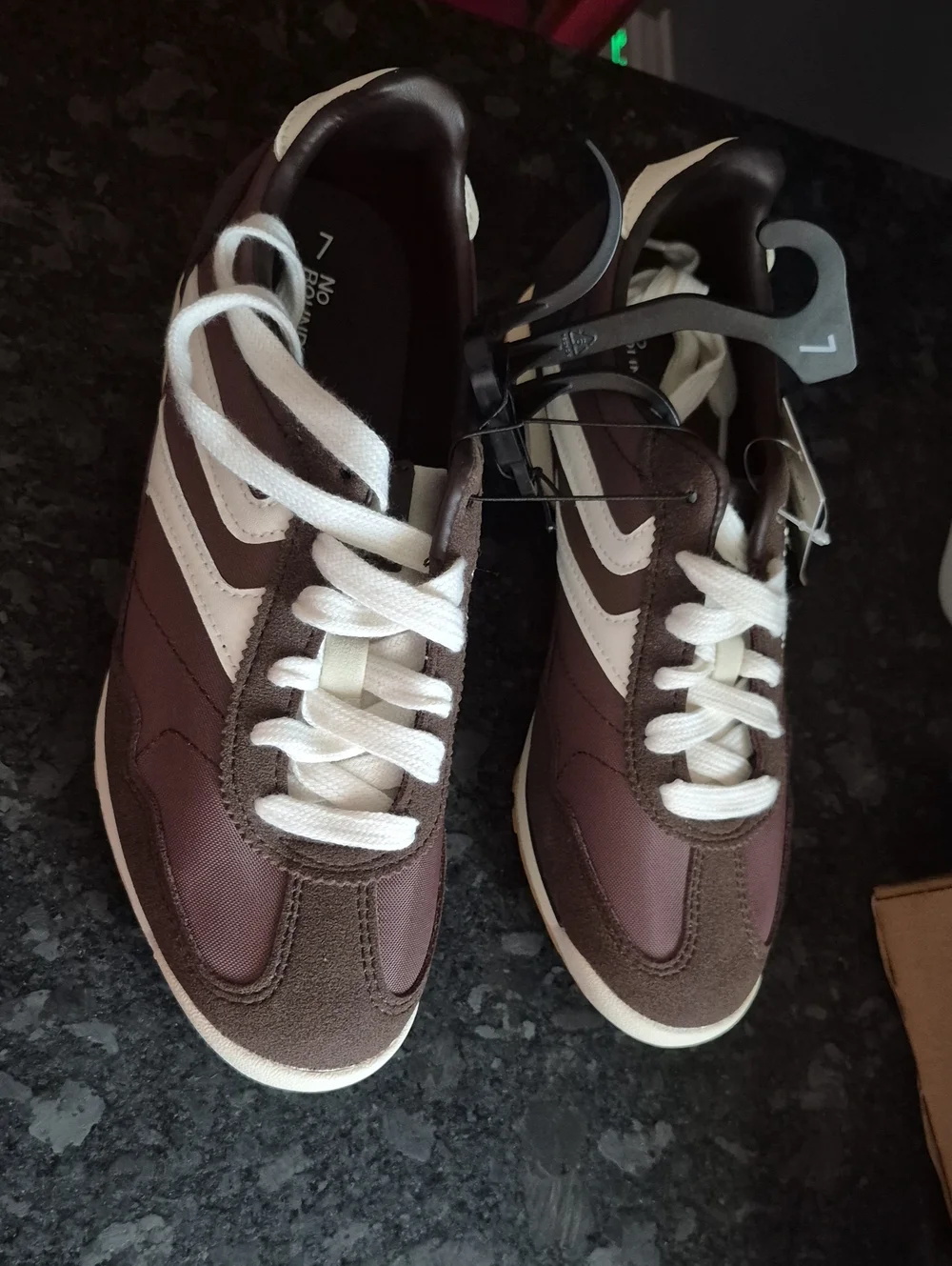 Womens Brown Retro Runner Sneakers - White Accents